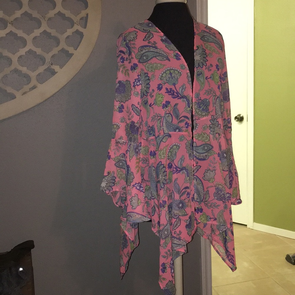 Coral flamingo kimono